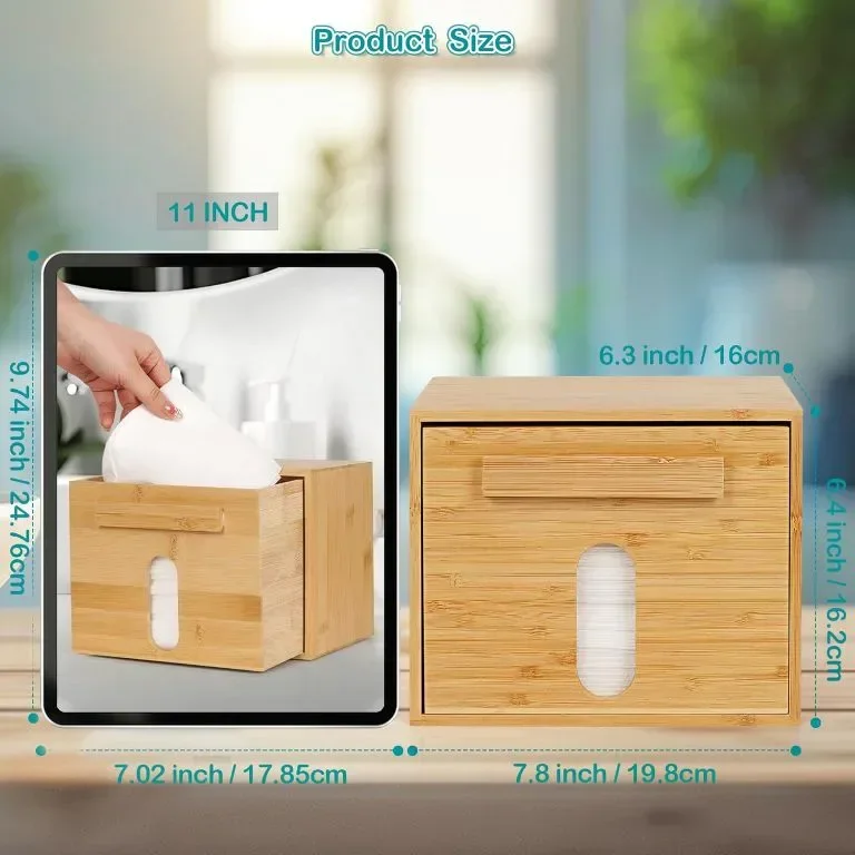 Fittoway XL кърпи за лице за еднократна употреба, съхранявани с луксозна бамбукова кутия — снимка 6