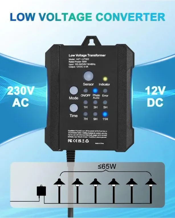 SMY Lighting 65W захранване за външно ниско напрежение LED драйвер с таймер и фотоклетка сензор — снимка 2