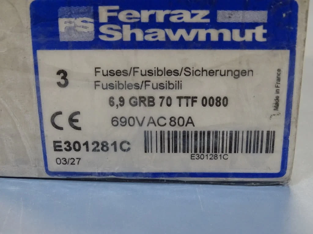 Предпазител Ferraz Shawmut Protistor E301281 Fuses 6.9GRB70TTF0080 80A 690VAC — снимка 8