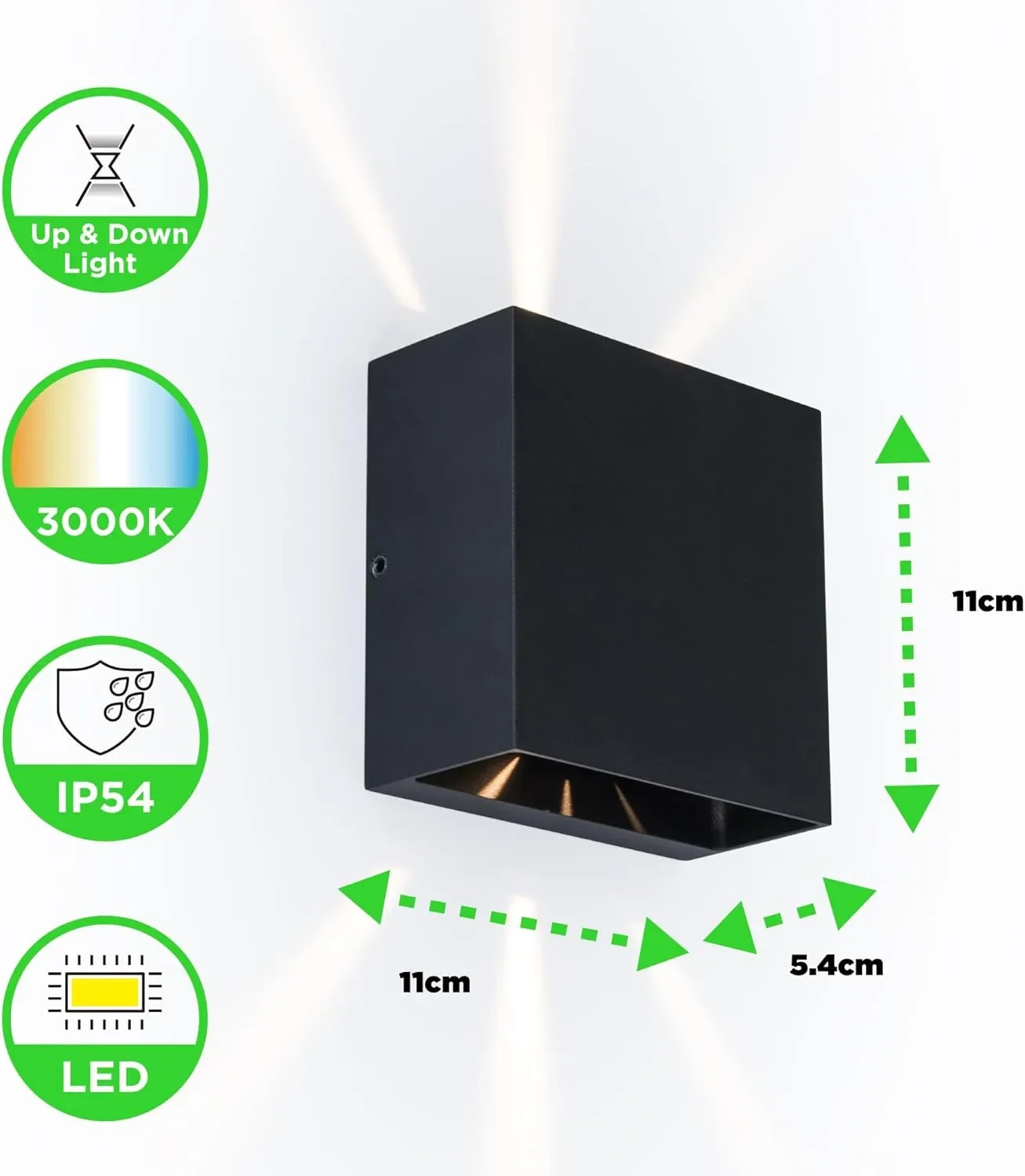LUTEC LED стенна лампа Up & Down за външ и вътреш IP54, 3000K, 10 W — снимка 2