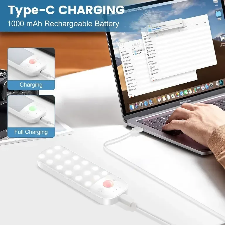 4 броя USB вътрешни акумулаторни LED лампи, сензор за движение, плавно димиране с 3 цветни светлини — снимка 3