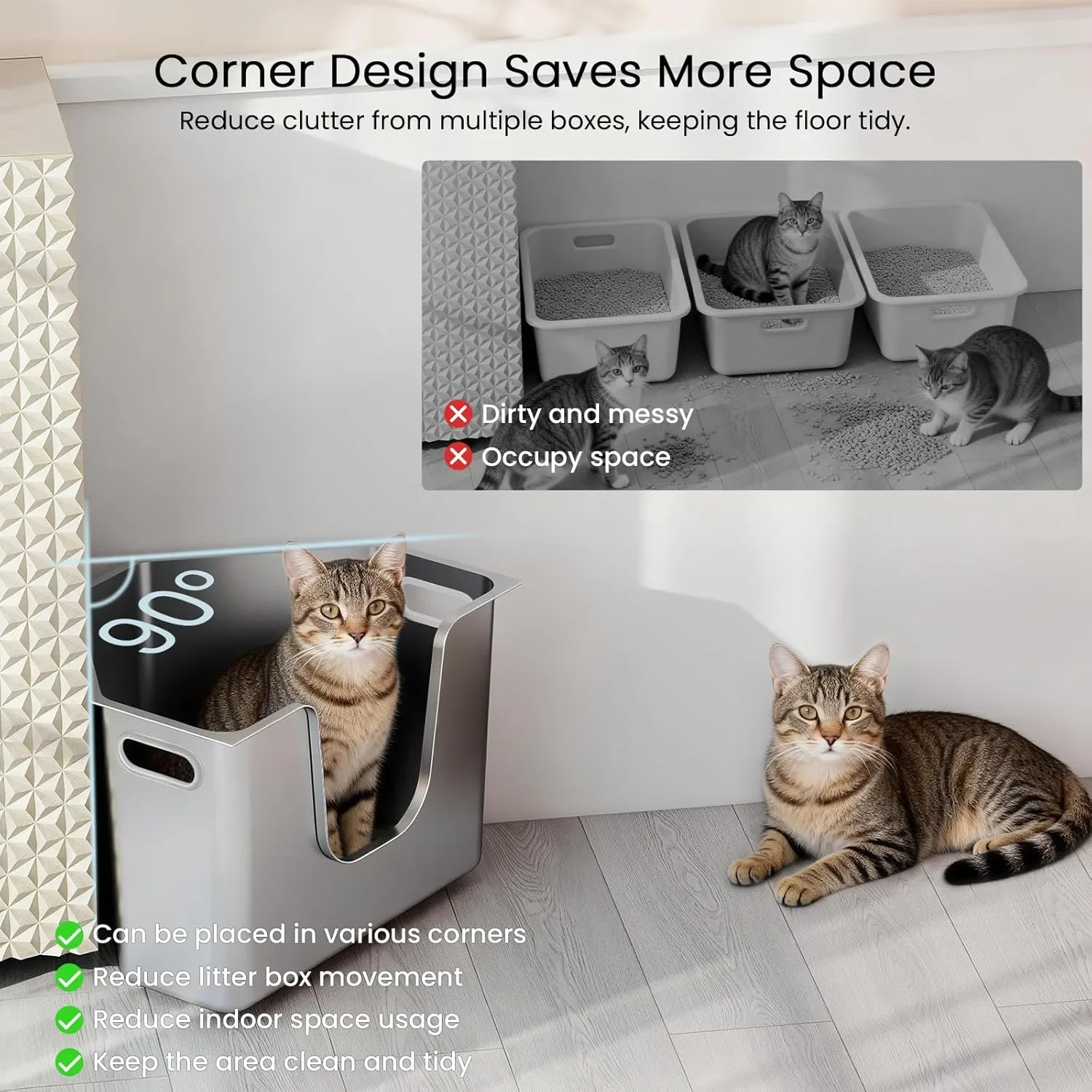 Метална котешка тоалетна от неръждаема стомана 56 × 42 × 30 см — снимка 9