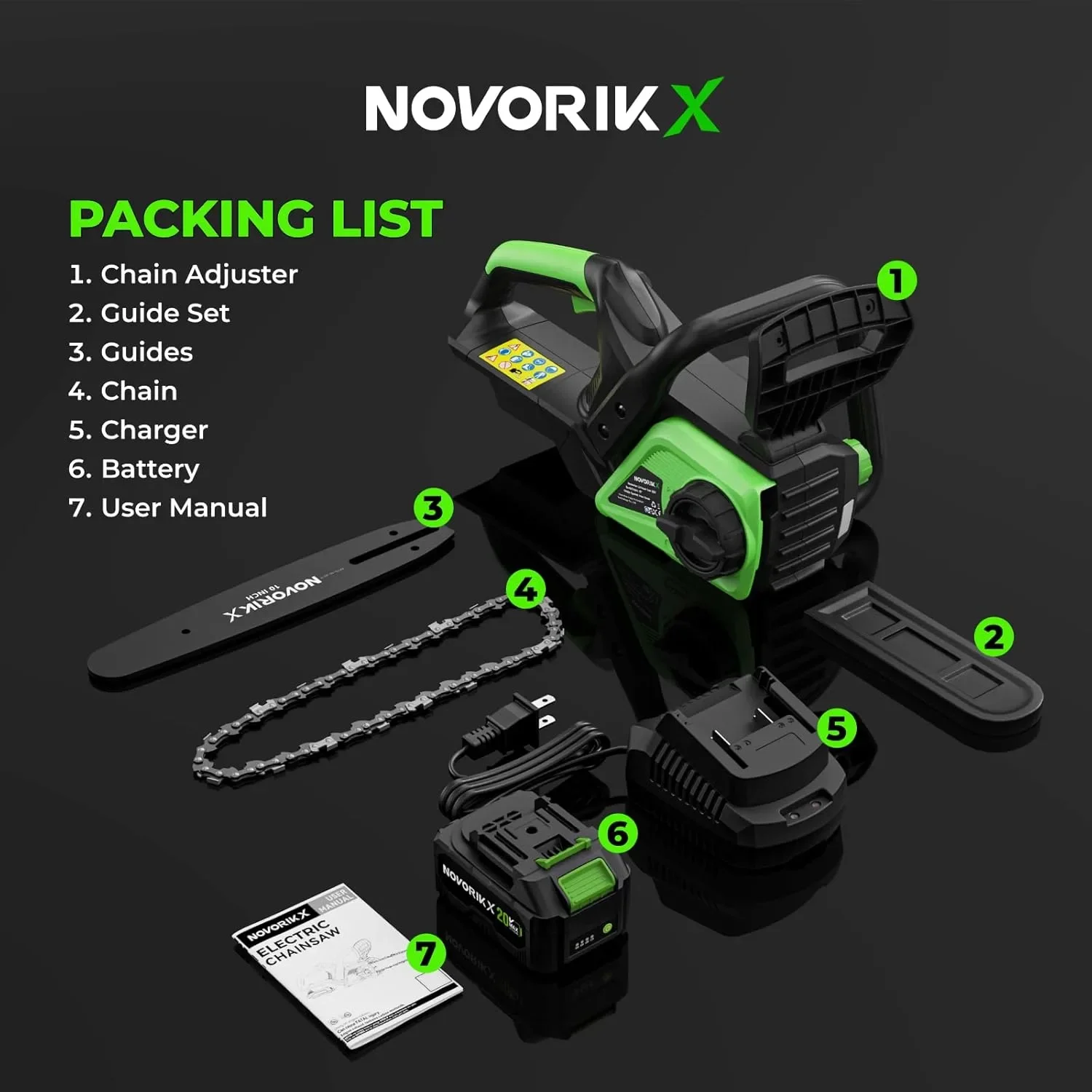 Акумулаторна верижна резачка NOVORIK X, 10 инча, с автоматично смазване — снимка 4