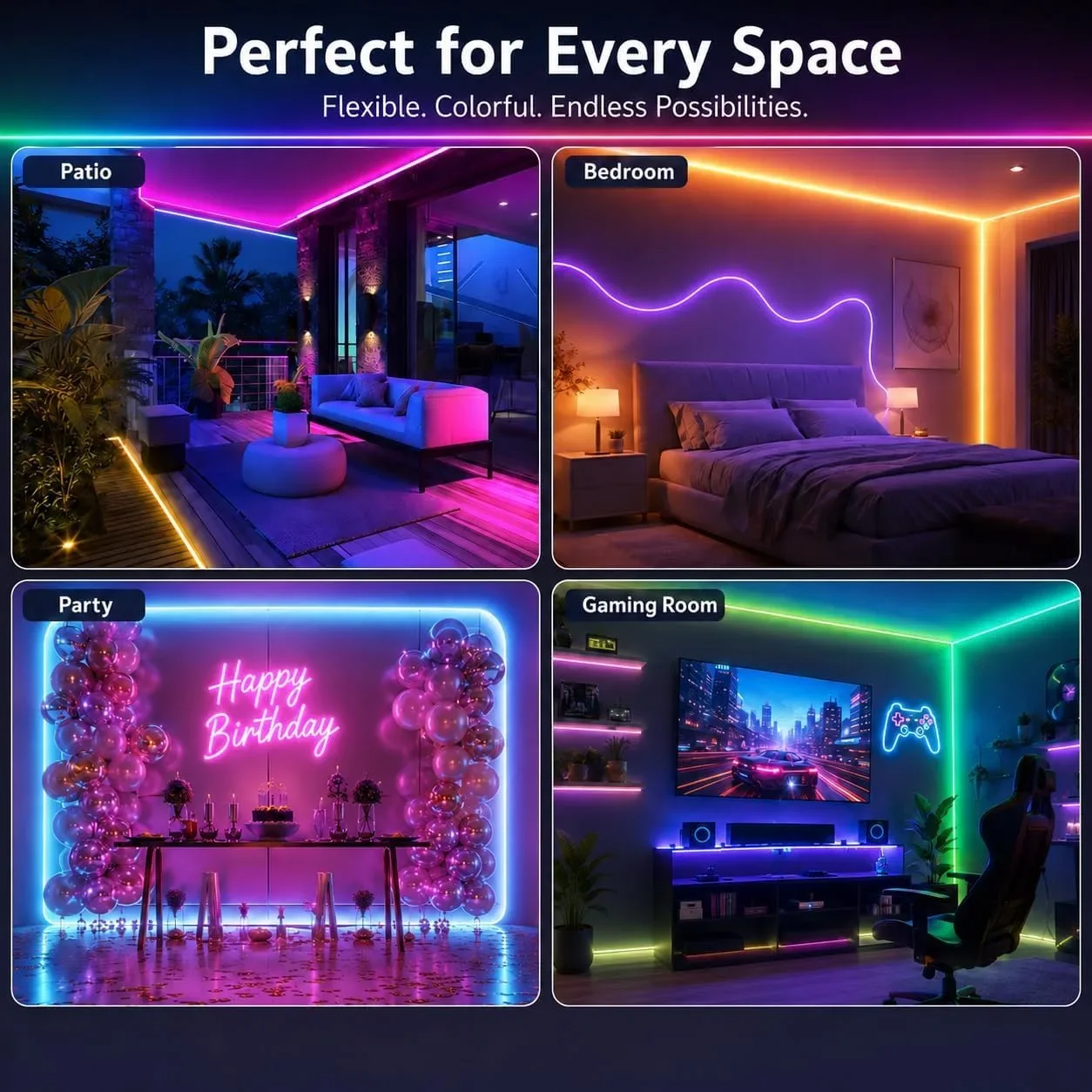 RGB LED неонова лента 5 м 24 V IP65 с APP и дистанционно — снимка 3