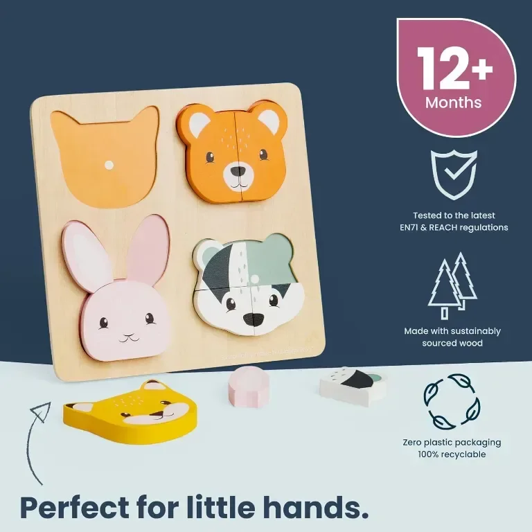 Монтесори Bigjigs Toys Пъзел от 10 части, горски жимотни, за деца над 1 година — снимка 3