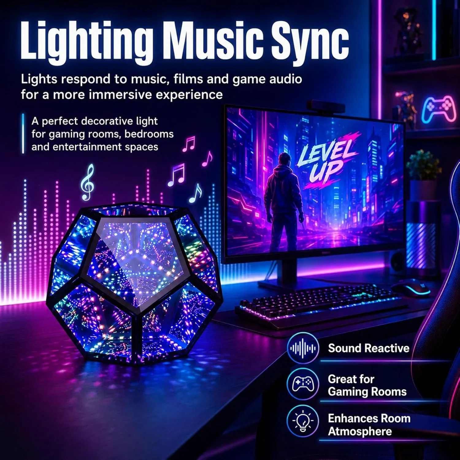 RGBW Infinity Mirror LED лампа с дистанционно и APP контрол (умно осветление) — снимка 8
