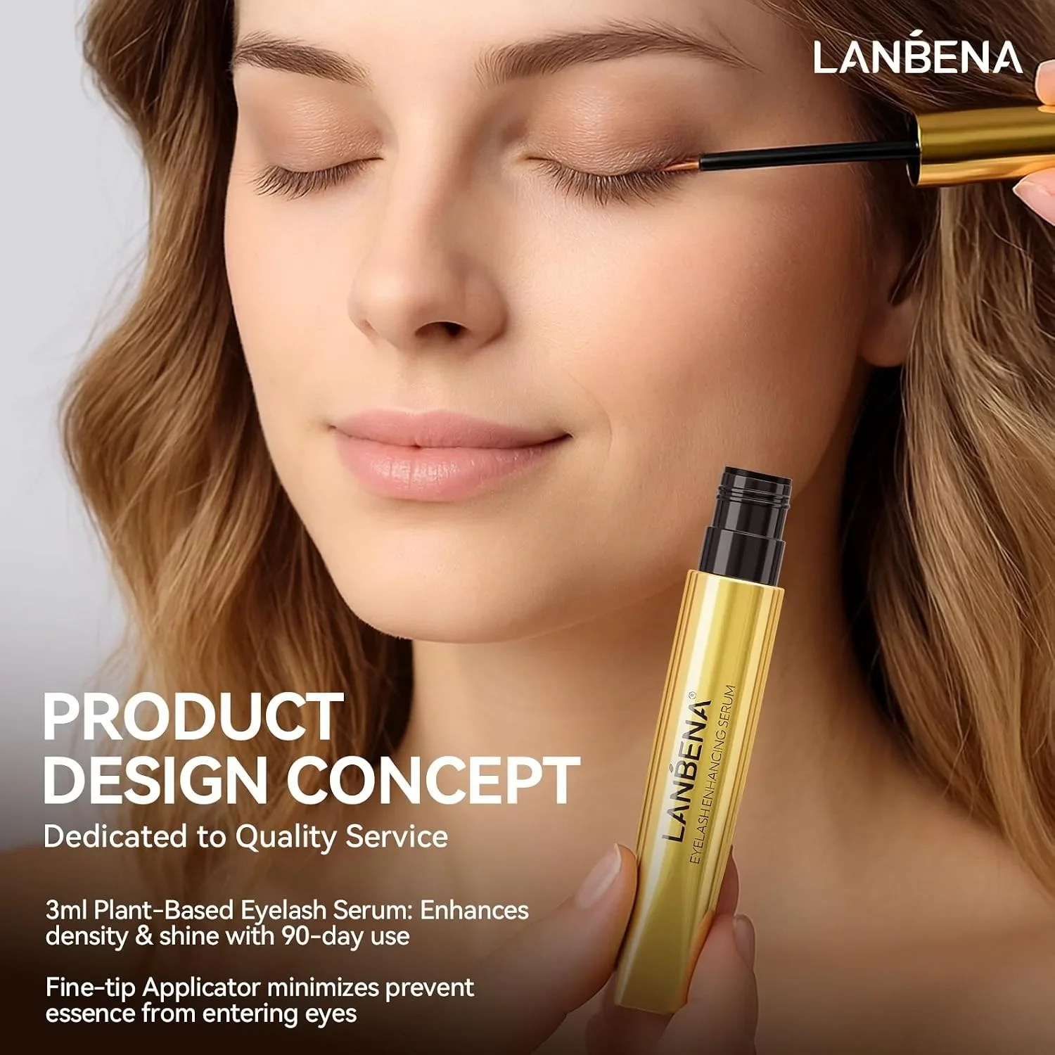 Серум за растеж и подсилване на мигли LANBENA, 3 ml (Eyelash Enhancing Serum) — снимка 3