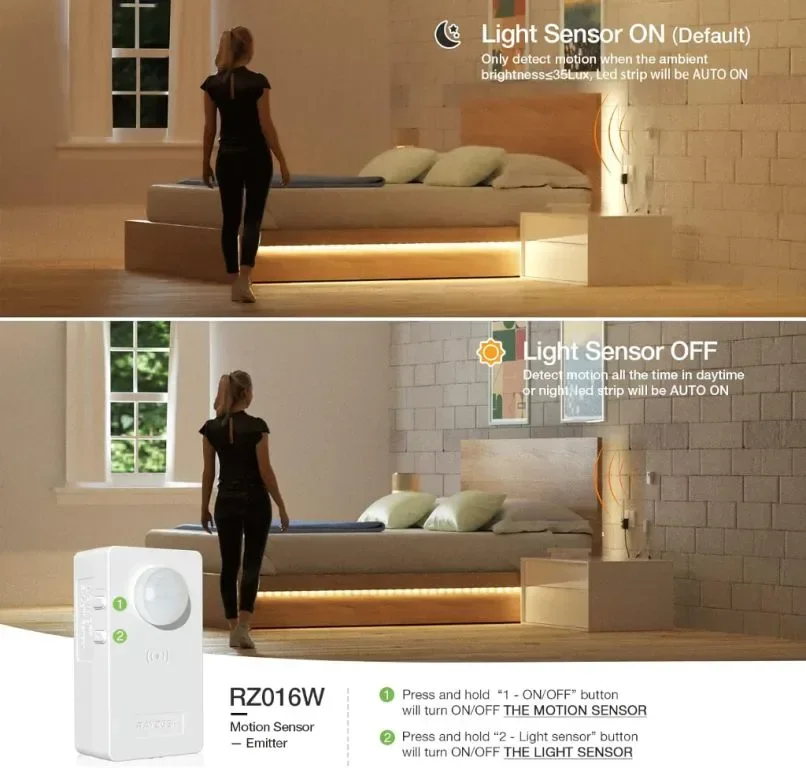 RAYZEEK 6 м LED лентови светлини, безжичен сензор за движение — снимка 5