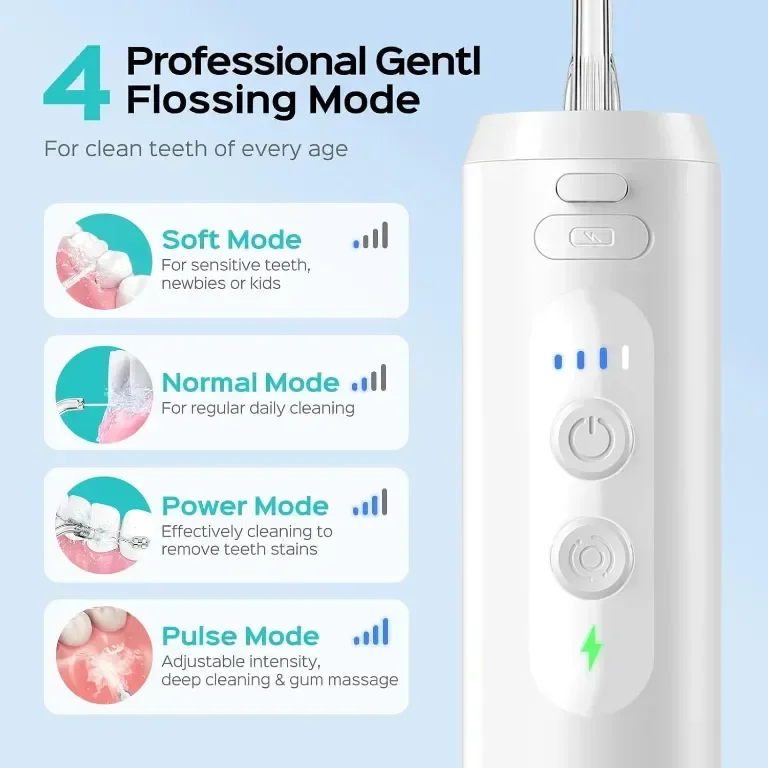 Зъбен душ COSLUS Water Teeth Flosser, Преносим акумулаторен подвижен резервоар за вода — снимка 6
