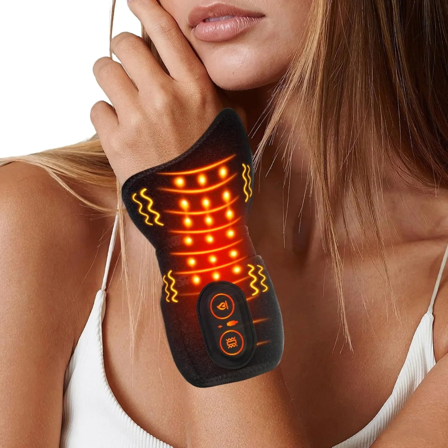 Безжичен масажор за китки с топлина и вибрация (3000 mAh)