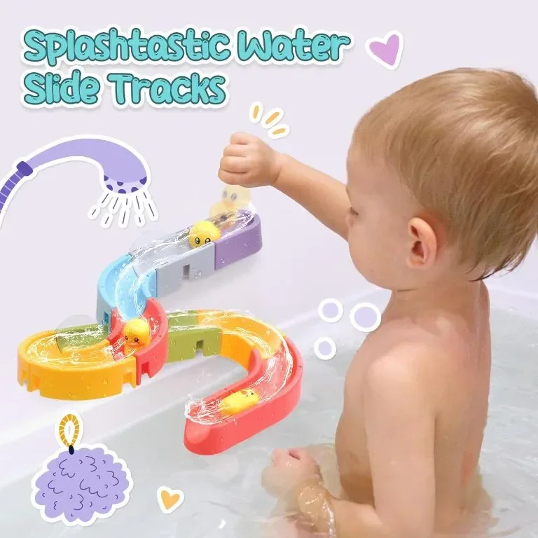 CUTE STONE Бебешки играчки за баня, пътека за изграждане на водна пързалка, плаващи играчки — снимка 6