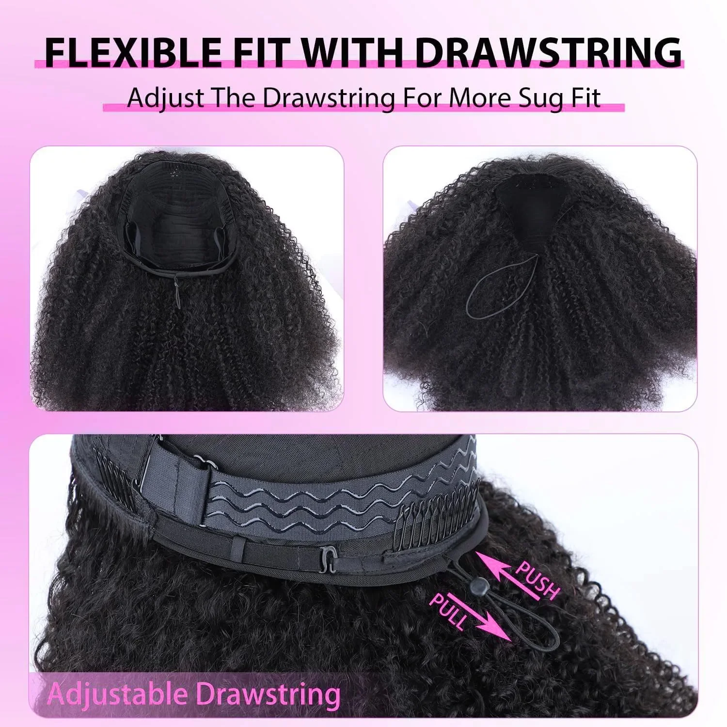 Половин перука от човешка коса, афро къдрава – 200% плътност, 45 см (Half Wig) — снимка 8