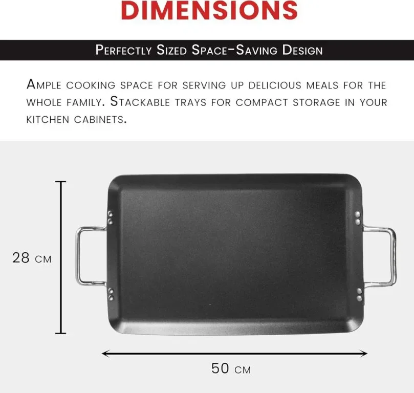 Kitchen King Griddle Plate Двустранна незалепваща плоча за барбекю и фурна, 50 X 28 см — снимка 2