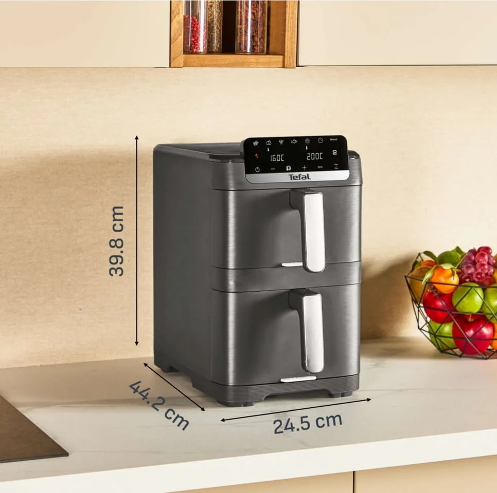 Уред за здравословно готвене, Tefal EY7568E0 Crispy Stack Af Genius+Acc Blk — снимка 3