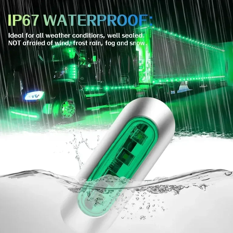 NWpangu 10 броя LED странични габаритни светлини, 4-LED, 12V/24V, зелени — снимка 5