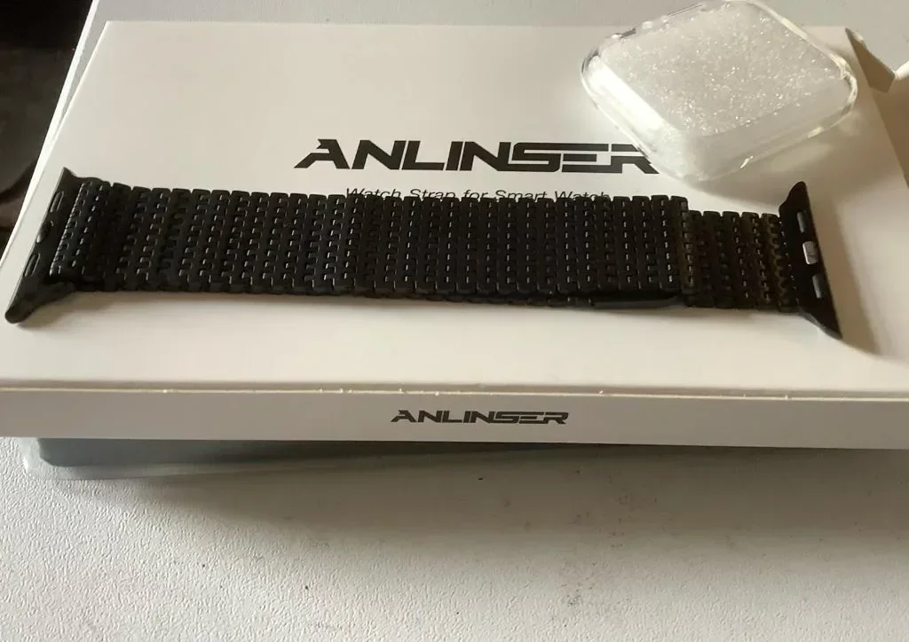 Anlinser Магнитна метална каишка за смарт часовник Apple Watch, 45 мм/44 мм/42 мм, черна — снимка 7