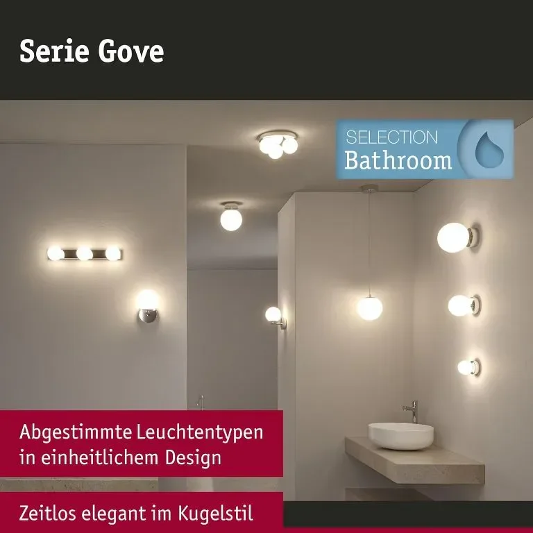 Paulmann 71067 LED стенно осветително тяло Selection Bathroom Gove IP44 3000K 400lm 230V 5W, хром — снимка 2