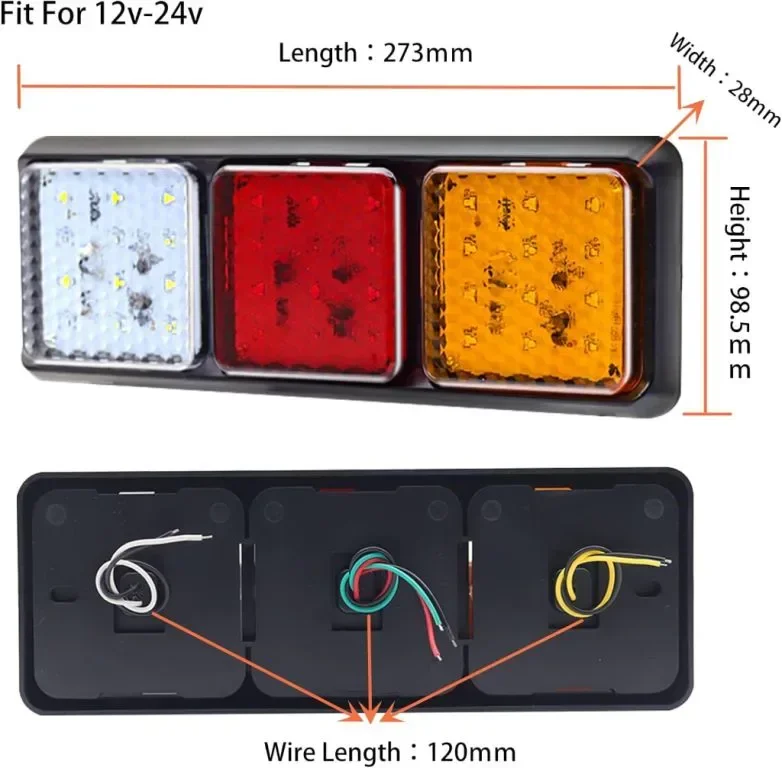 Ygmylandbb LED задни светлини, 12v-24v, 2 бр. (червено жълто бяло) — снимка 4