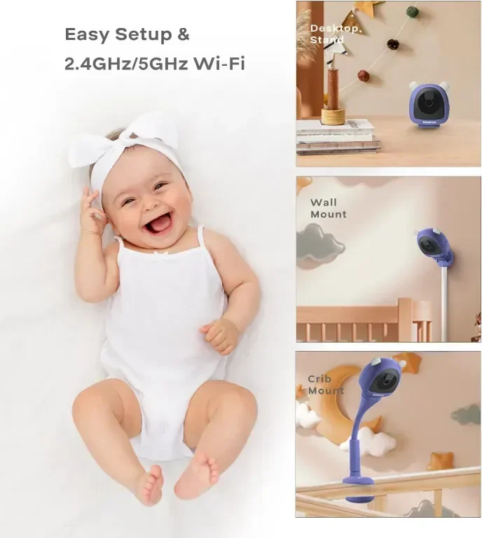 BOOPOO Smart Baby Monitor 2K, нощно виждане,откриване на плач,2.4/5GHz — снимка 8