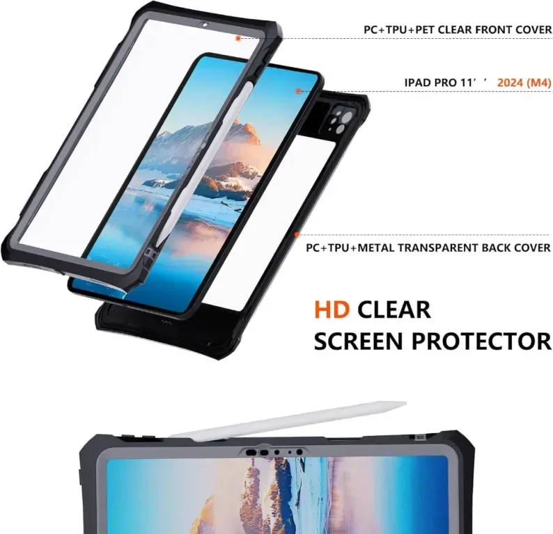 Калъф ShellBox Водоустойчив, удароустойчив за iPad Pro 11 инча 2024 — снимка 8