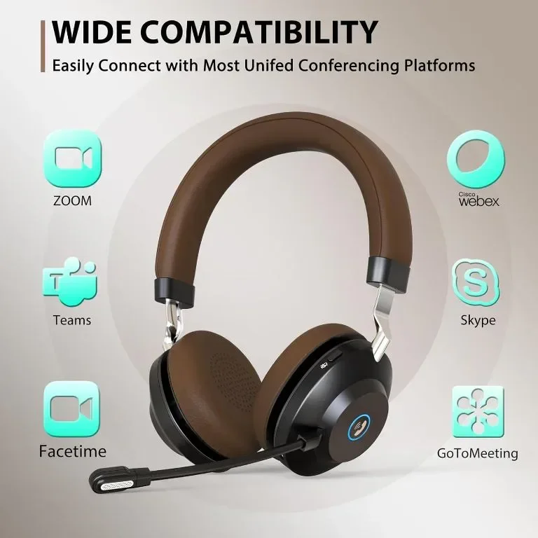 Безжични слушалки, Bluetooth слушалки с микрофон, AI шумопотискащ микрофон и USB донгъл, 45 часа — снимка 4