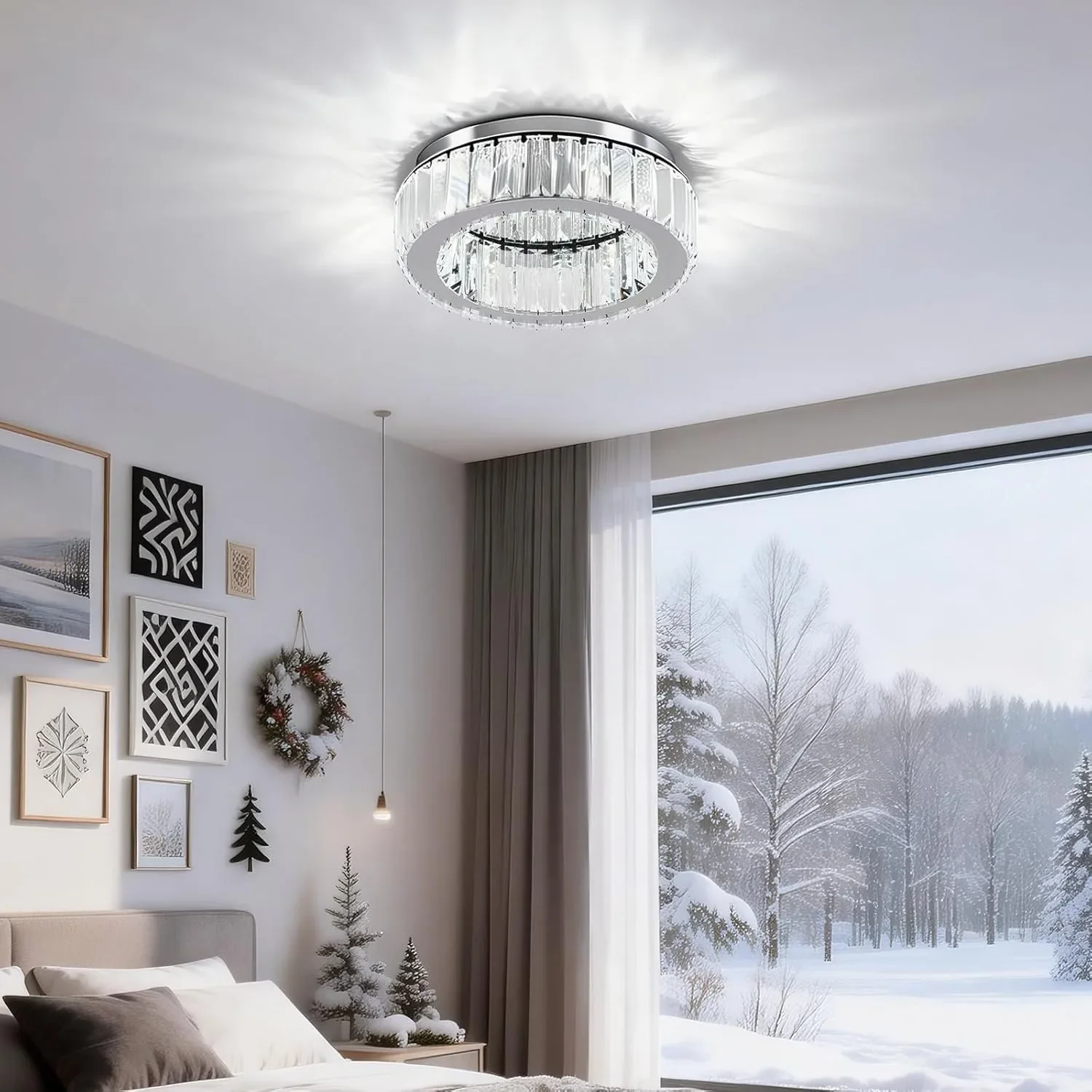 Плафон/полилей LED с кристален ефект, 24W, за таван (30 см), 6500к — снимка 4