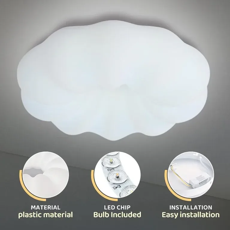PXFLCRY Модерна таванна LED лампа с форма на облак 6000K, 30W — снимка 8