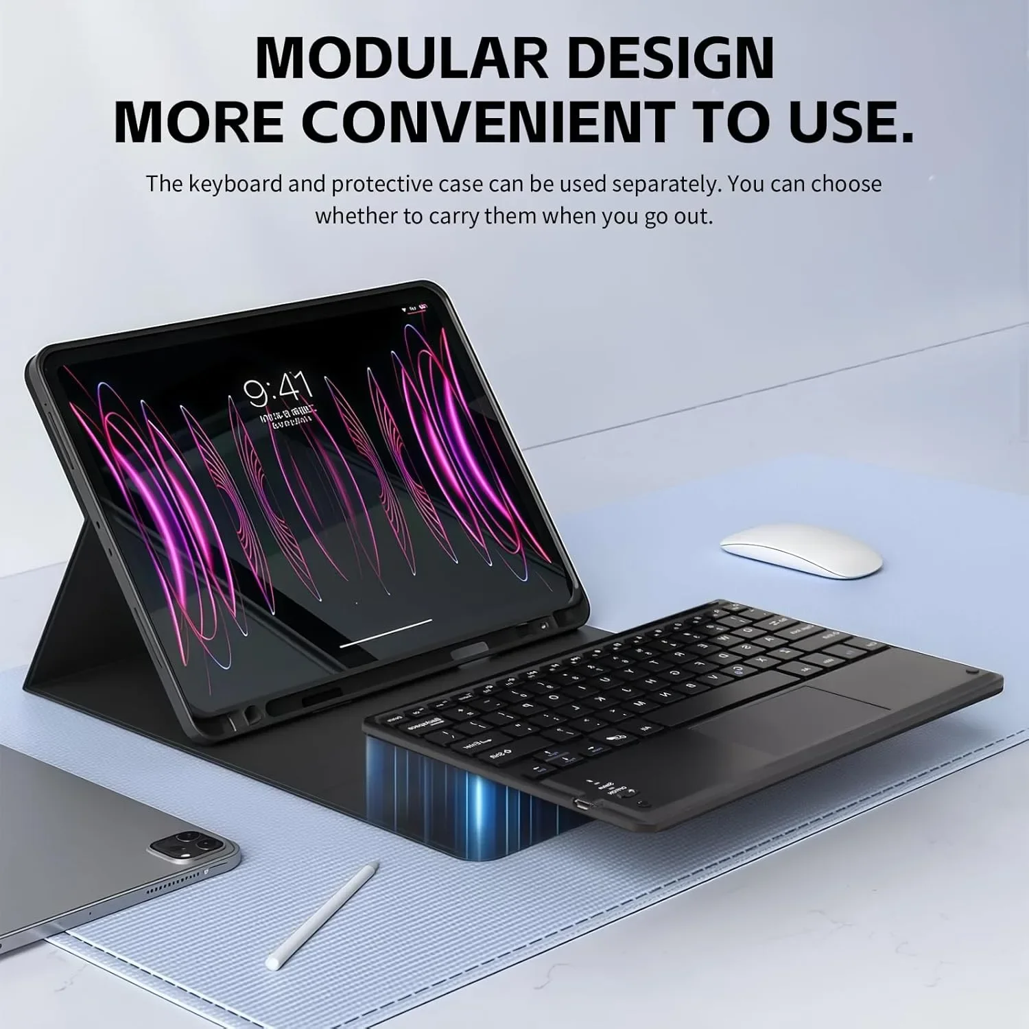 Калъф за iPad 10-то поколение с подвижна Bluetooth клавиатура и тракпад — снимка 2