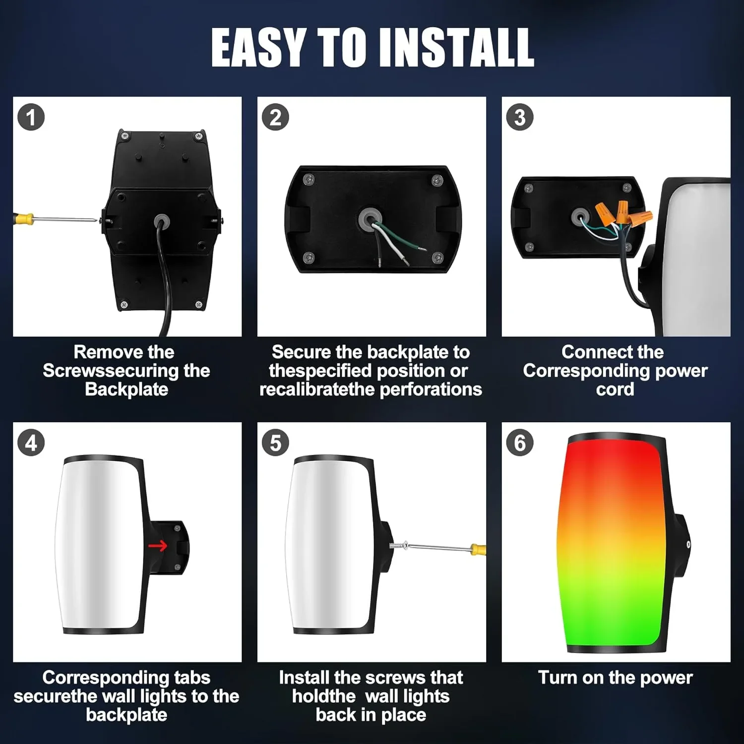 Смарт външни LED аплици/стенни лампи за монтаж (RGB, Wi‑Fi + дистанционно) — снимка 2