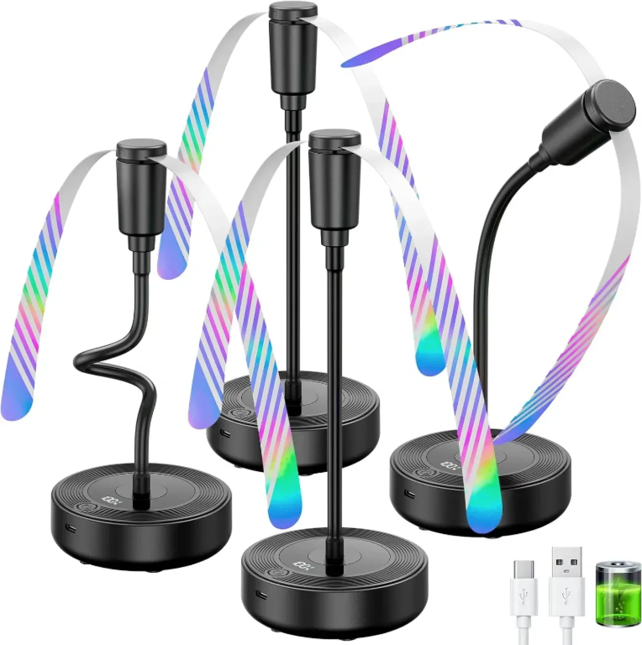Акумулаторни вентилатори за маса, 2000mAh, 20 часа, LED дисплей, 4 броя