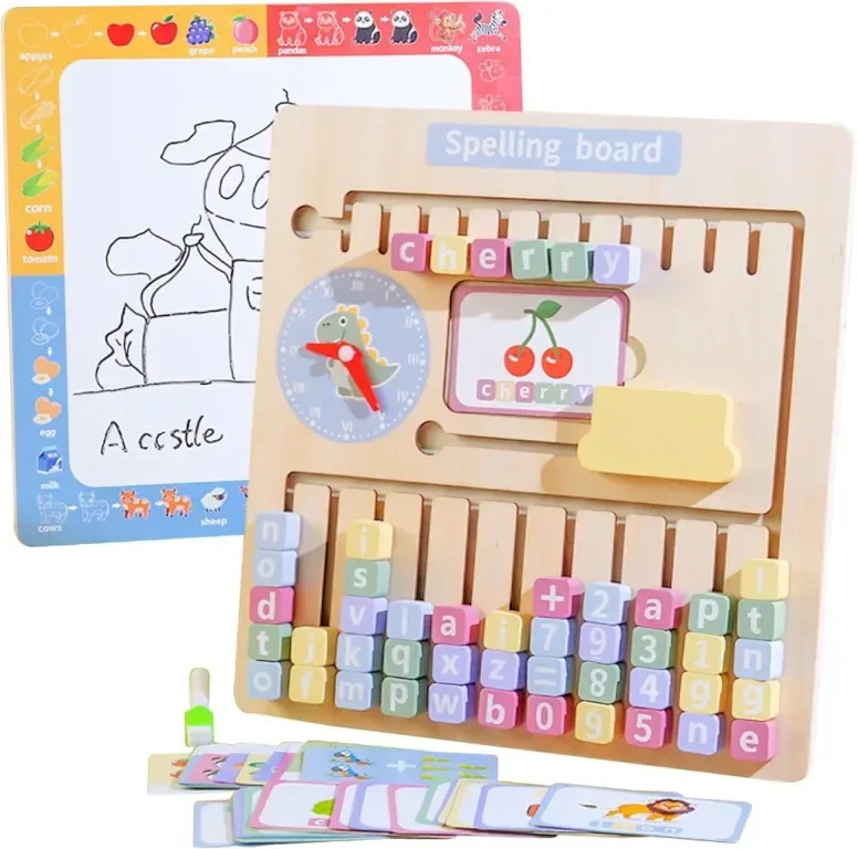 KUKUTrue® Монтесори играчка, дъска за учене по азбука, дървен пъзел, 3–7 години