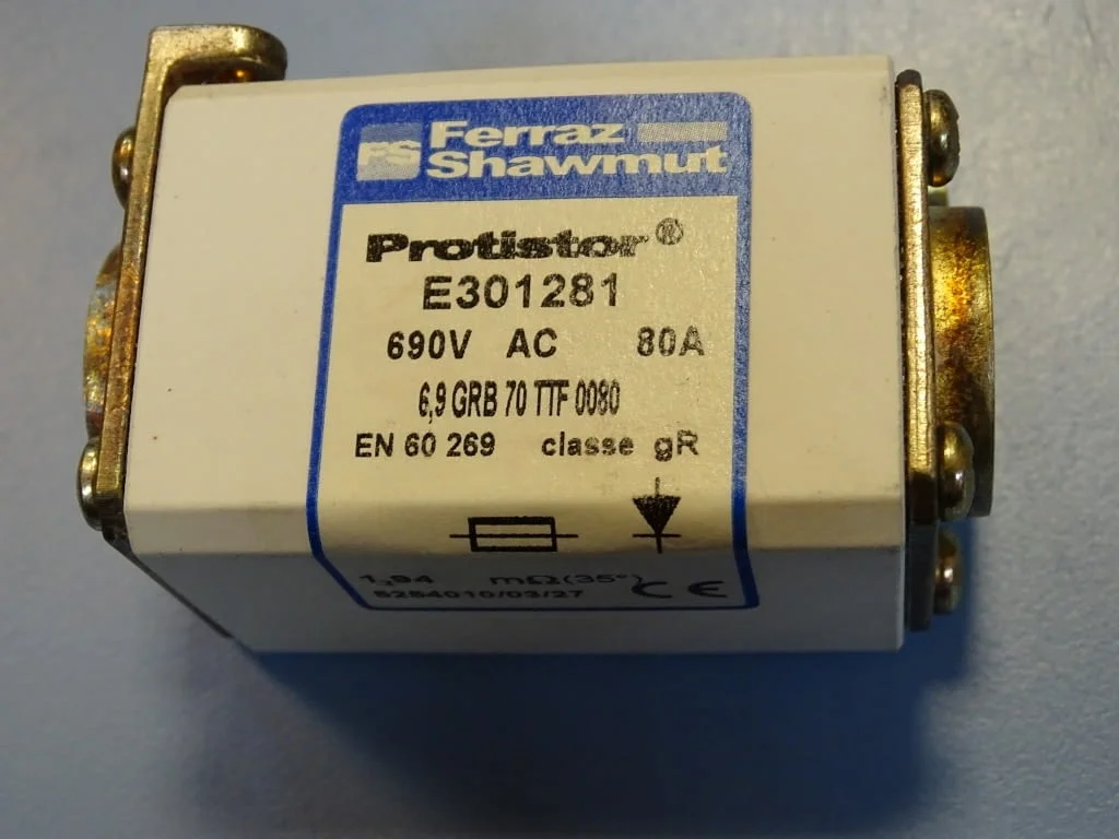 Предпазител Ferraz Shawmut Protistor E301281 Fuses 6.9GRB70TTF0080 80A 690VAC — снимка 5