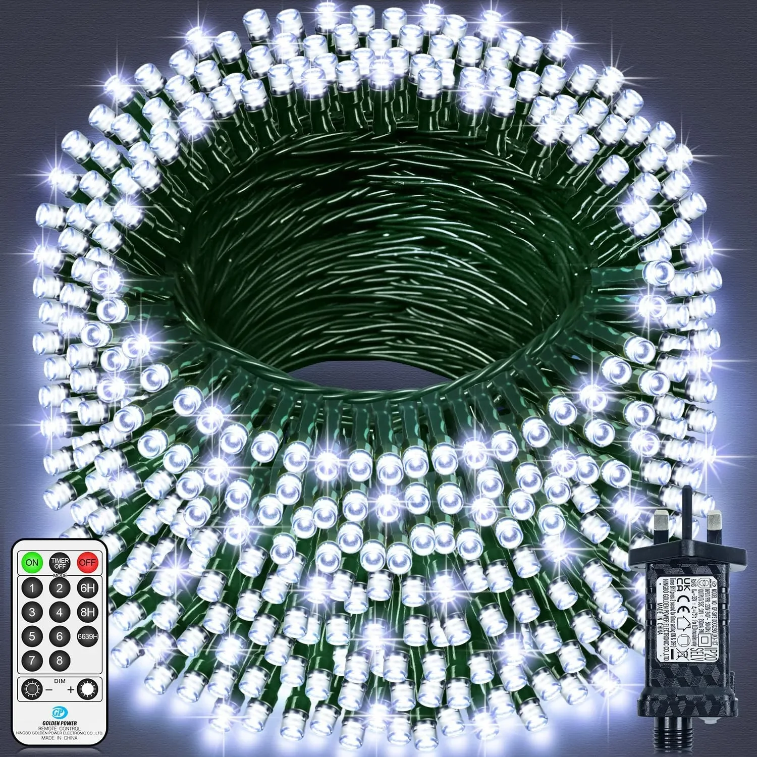 40 м LED коледни лампички със соларис - дистанционно управление, таймер и 8 режима