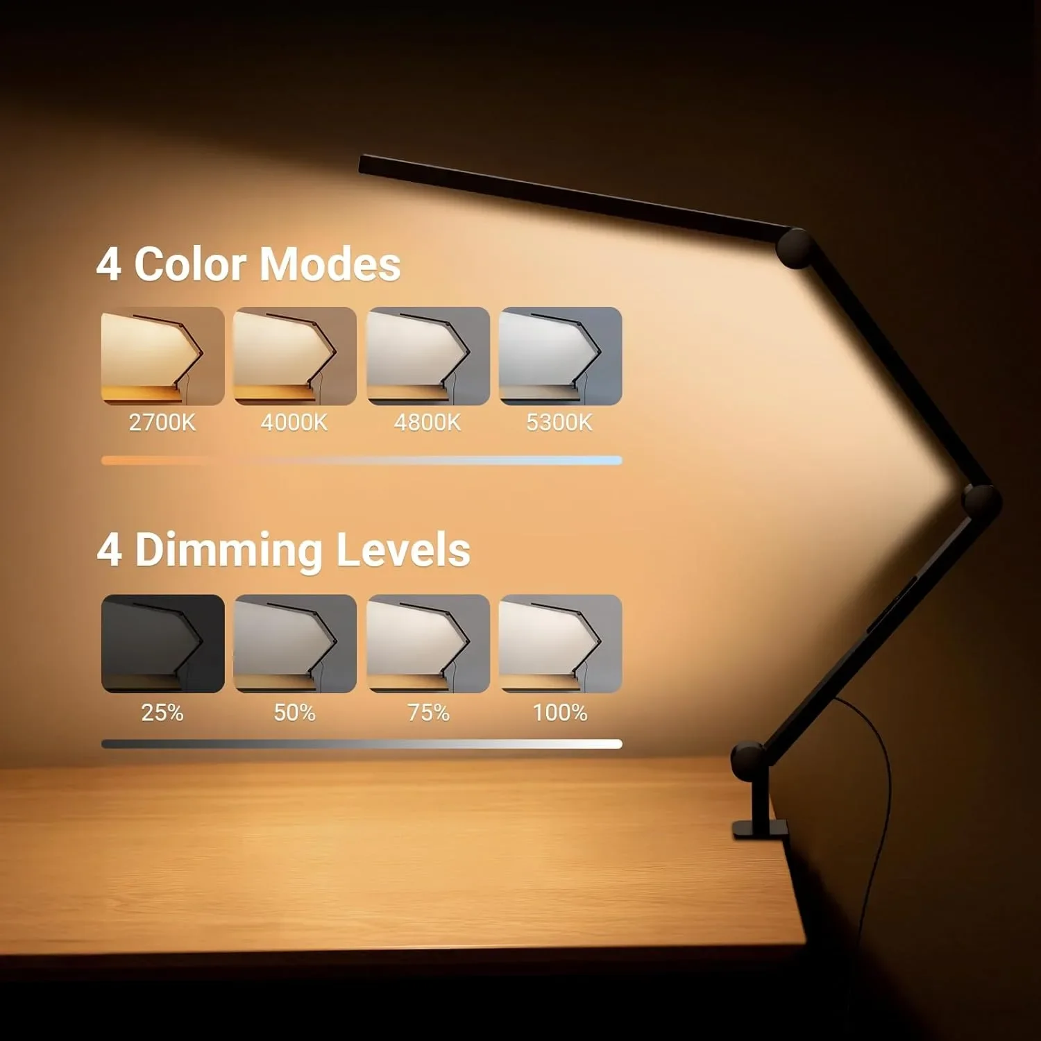LED настолна лампа NEEWER ME-DL02 108 см с щипка, двойна светлинна лента, 12W, CRI95+ — снимка 3