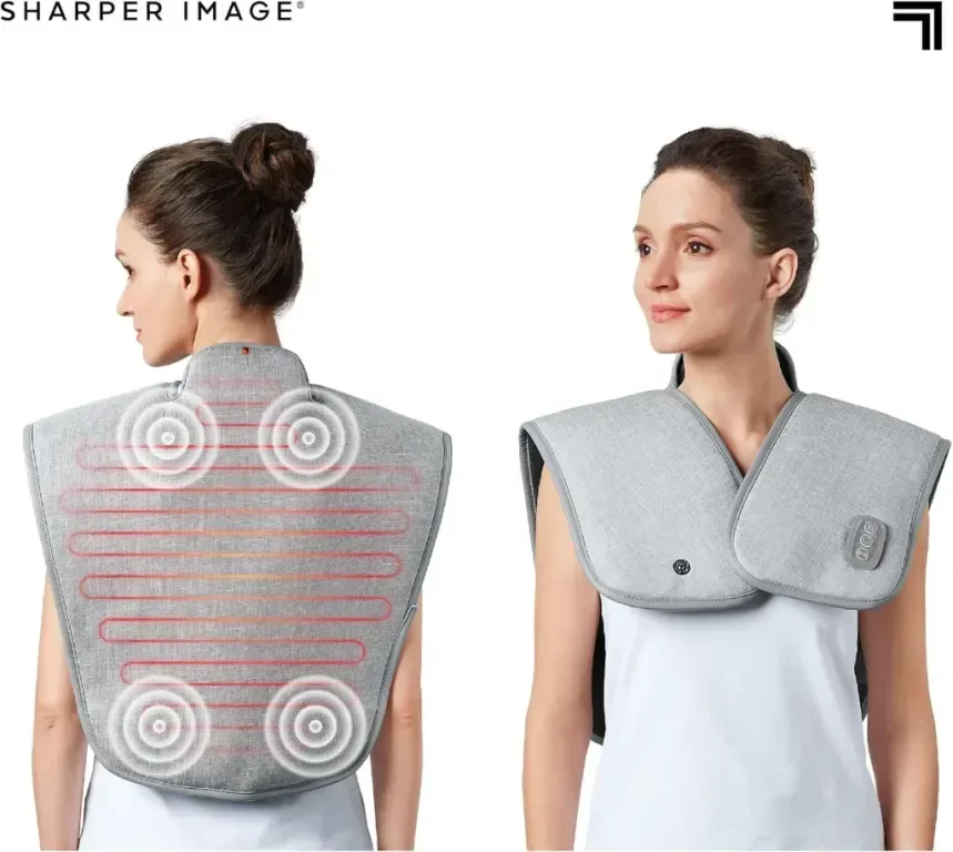 Sharper Image Вибриращ масажор с нагряване за врата, раменете и гърба, 5 режима — снимка 3