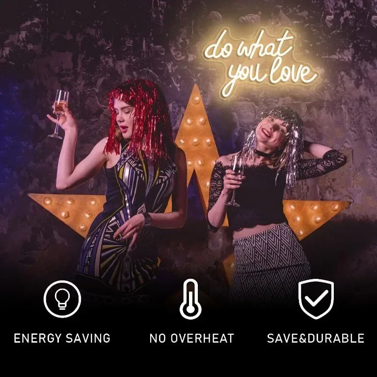 Неонов светлинен надпис Do What You Love за декорация, USB захранване, димируем, топло бяло — снимка 7