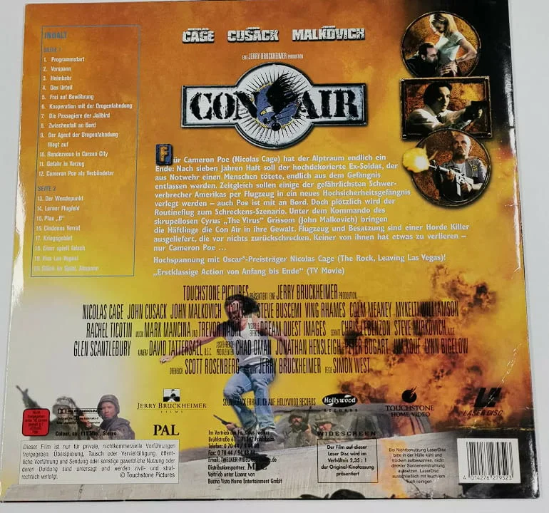 LASERDISC Conair- Nicholas Cage - John Cusack - John Malkovich — снимка 2