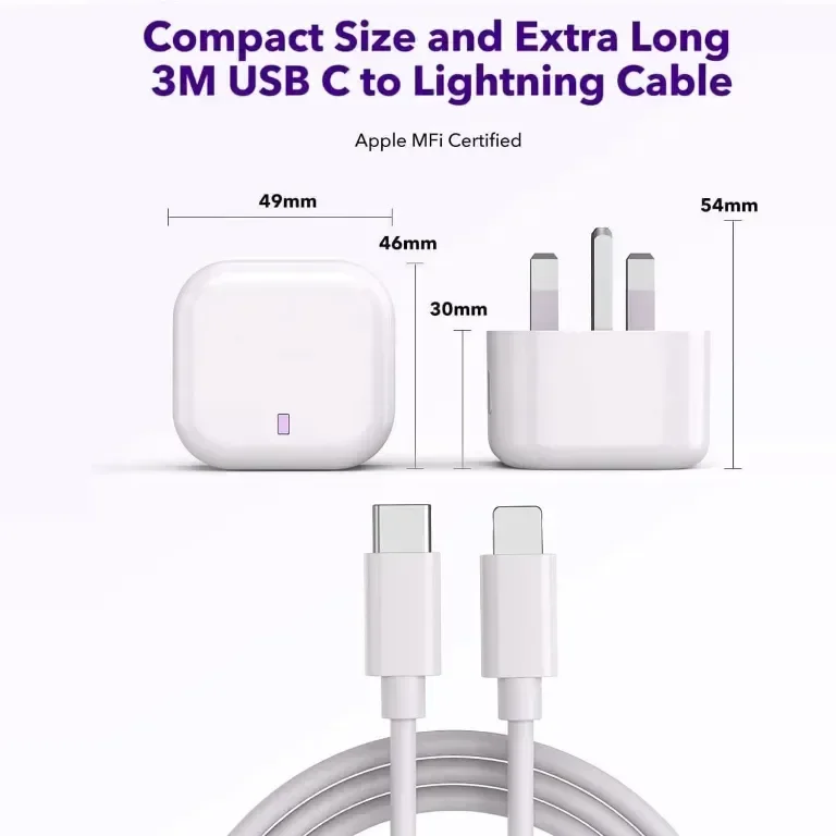 Бързо зарядно устройство за iPhone, 20 W USB C щепсел с кабел 1M — снимка 5