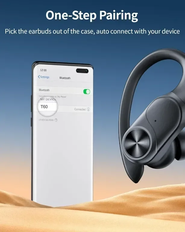 Безжични слушалки, 80 часа, Bluetooth 5.3 слушалки Цифров дисплей Спортни слушалки IPX7 — снимка 4