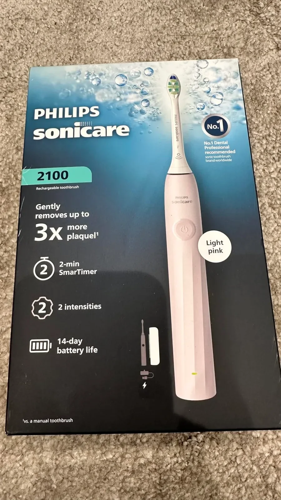 Philips Sonicare 2100 електрическа четка за зъби серия 2000 HX4023/03 с SmartTimer и зарядна стойка — снимка 9