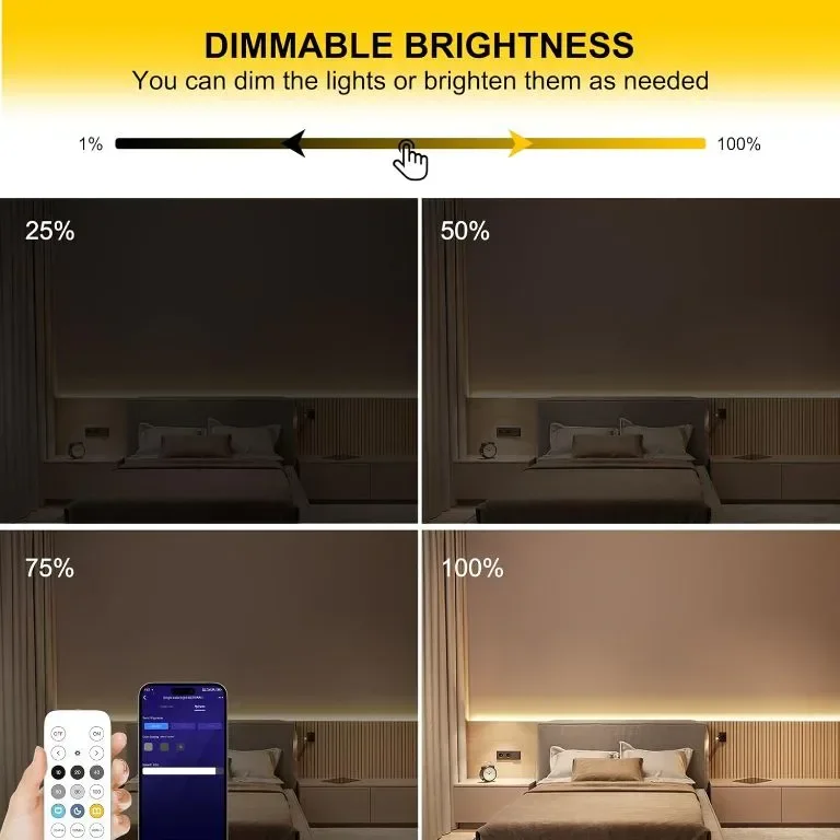 FUIQI COB LED лента 10M, димируеми безточкови LED ленти със смарт приложение и дистанционно, 8 мм — снимка 5
