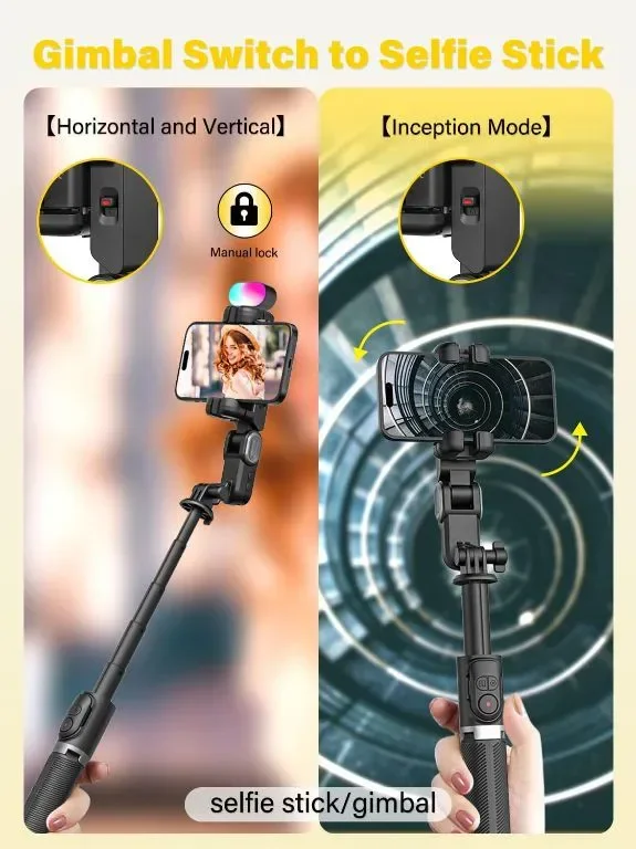 Gimbal стабилизатор за смартфон, лицево проследяване, 4 в 1, 108 CM, M2PRO черен — снимка 4
