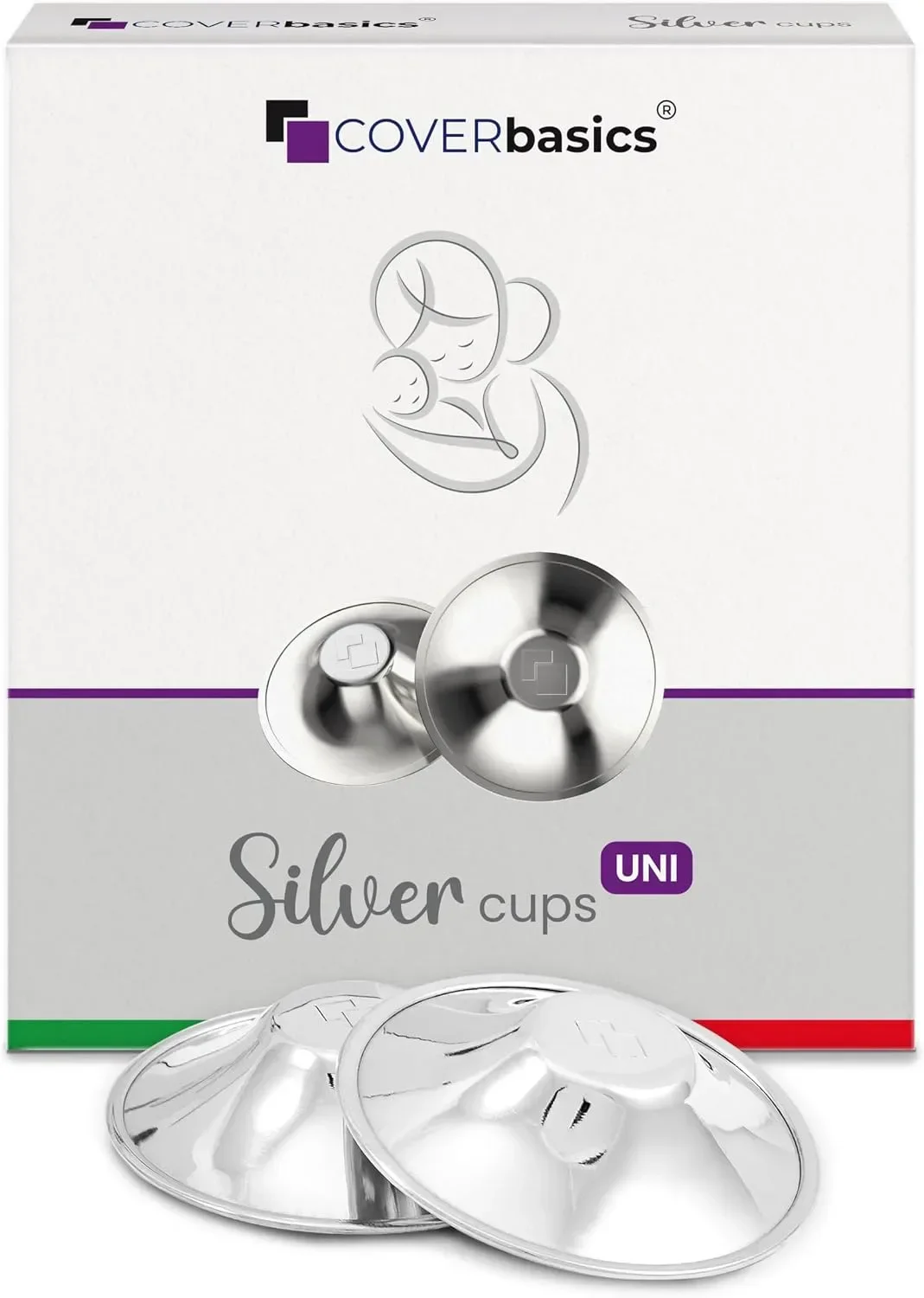 COVERbasics Silver Cups (UNI) капачки за зърна / nipple shields за кърмене (Large)