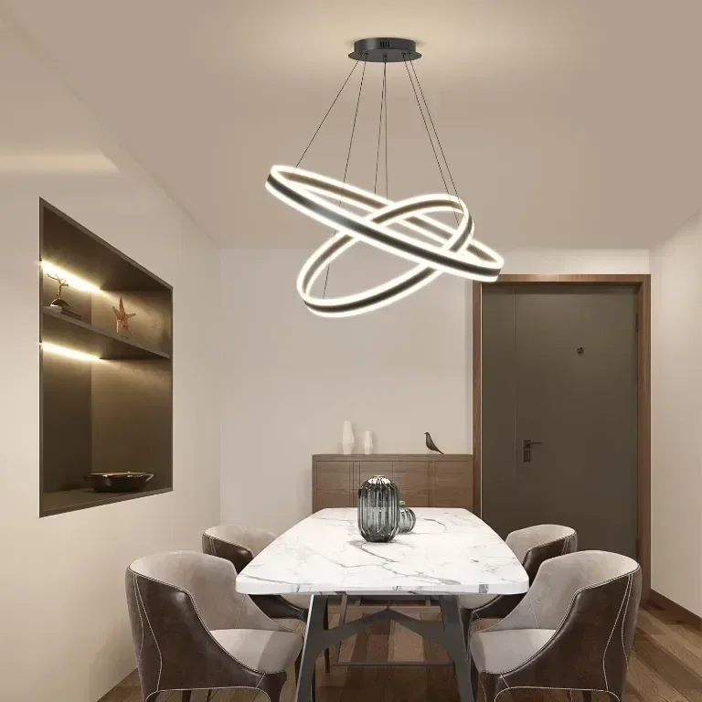 Модерен LED полилей Fordeson, 2 пръстена, димиране, SX-40+60см — снимка 9
