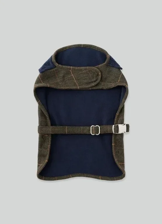 HUGO & HUDSON x HACKETT Палто за кучета, кадифена яка, тъмнозелено карирано рибена кост M45 — снимка 4