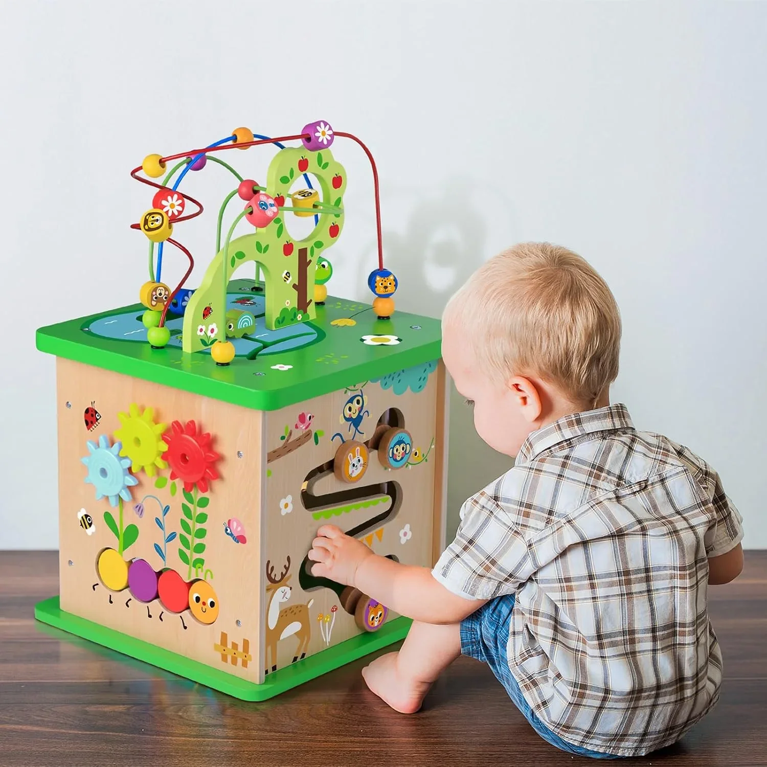 OOOK Play Activity Center „Forest“ 5 в 1 – голям дървен образователен куб за игра — снимка 6