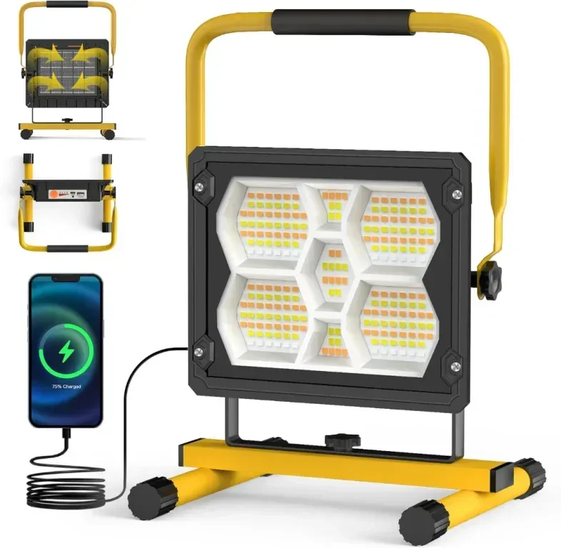 Соларна LED акумулаторна работна лампа Sararoom, 100W, 5 режима, сгъваема дръжка, IP65
