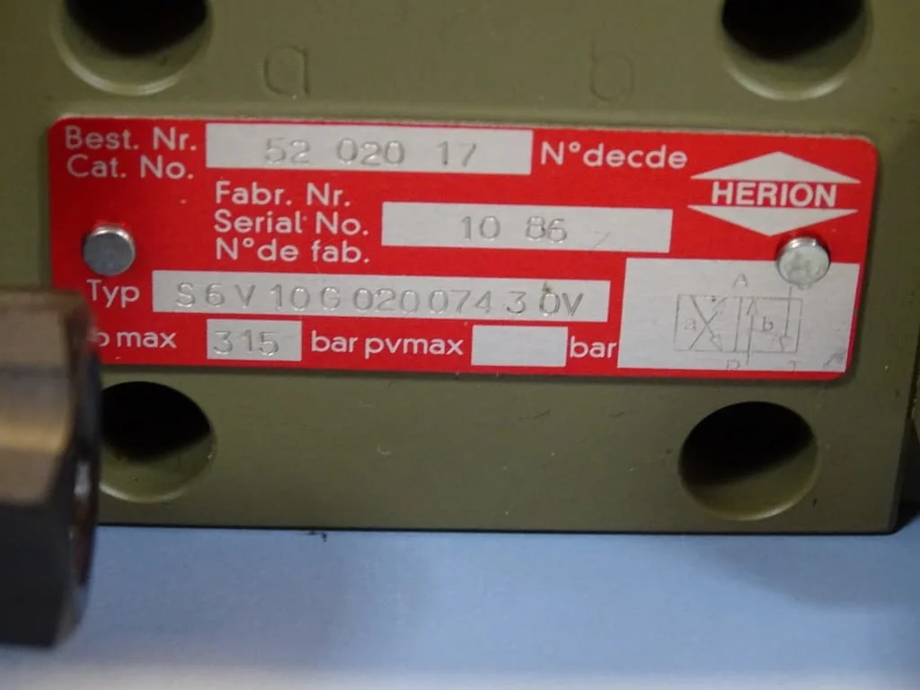 Хидравличен разпределител HERION S6V10G0200743OV directional valve 24VDC — снимка 3