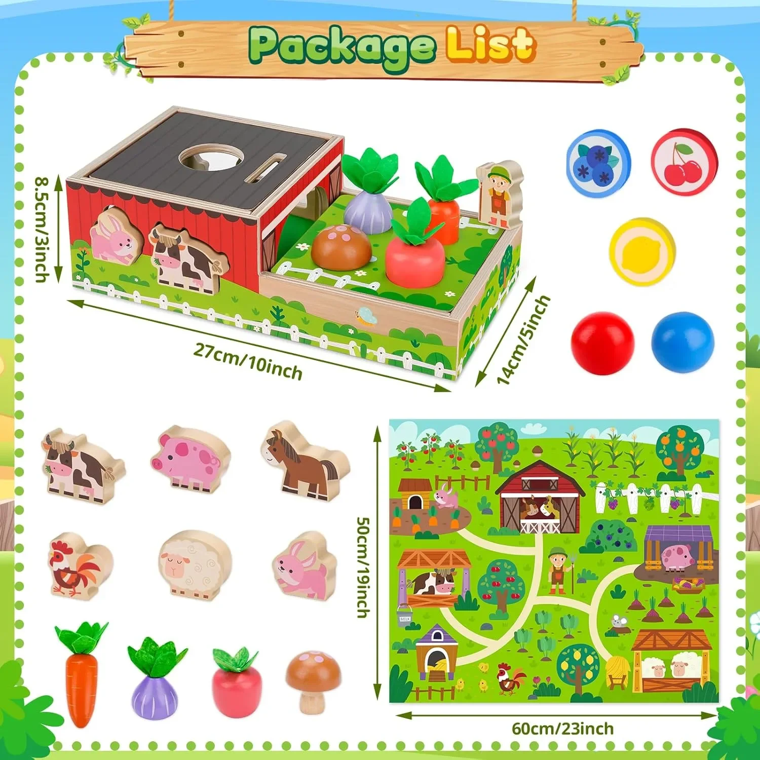 Дървена игра Montessori “Ферма” за 1-3 г. – сортиране по форма и сензорна игра — снимка 5