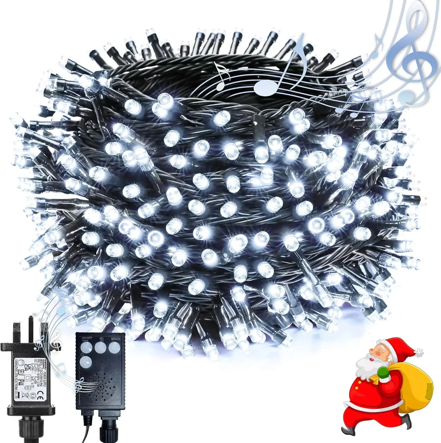 Коледни LED лампички за декорация 20+5 м, 200 LED, със сензор за движение и коледна музика